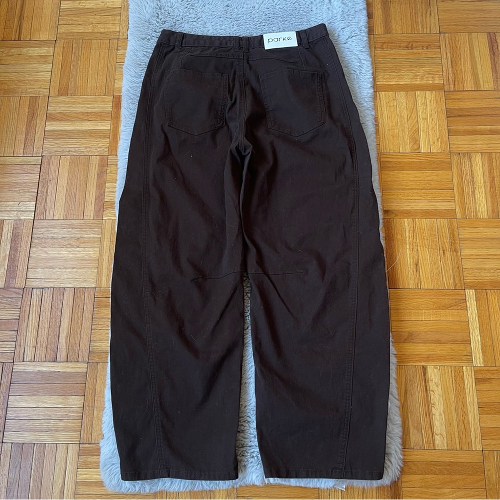 PARKE Horseshoe / Barrel  Brown High Rise Wide Leg Jeans Size 28 Button Fly - Picture 4 of 10